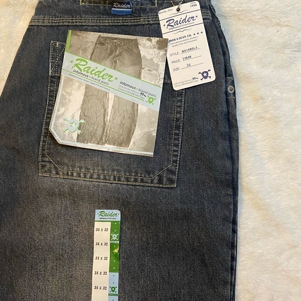 🎁 Men Raider infamous brand Jeans Size: W:34 L 32 - Picture 3 of 7